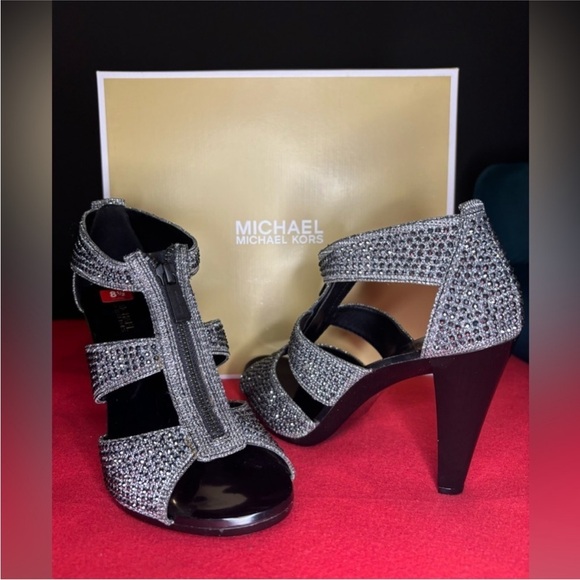 New Michael Kors Berkley Strap Glitter Heels sz 8.5 - Picture 6 of 6